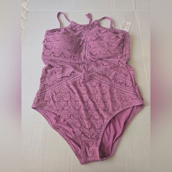 Becca Puple Lace Swimsuit Size 2X - Picture 2 of 13